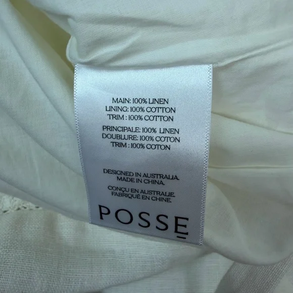 NWT Posse Effi Mini Dress 100% Linen White Size S